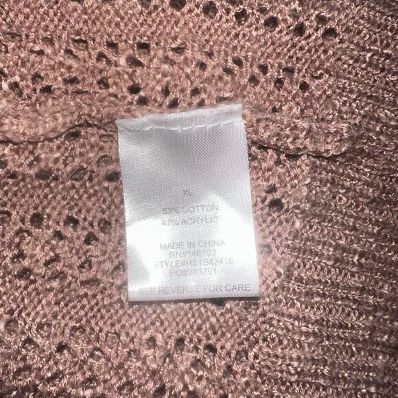 Hippie Rose Women’s Open Front Cardigan Sweater XL Pink Knit Pockets - Picture 7 of 7